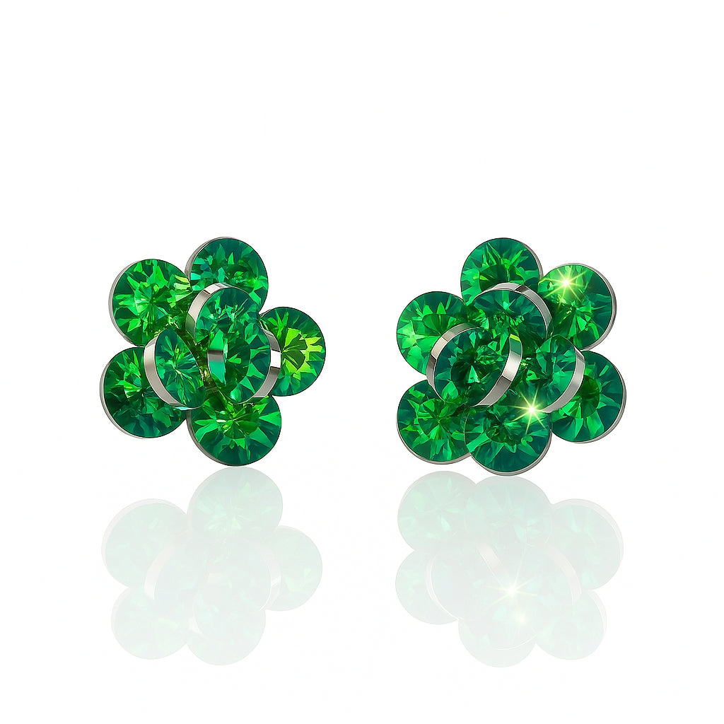 COSVEA Emerald Bloom Crystal Studs – Nature, Reimagined